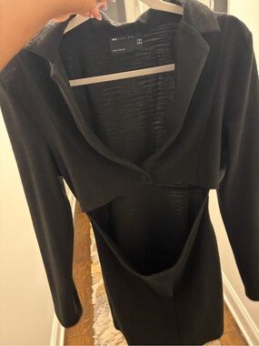 ASOS Black Long-Sleeve Mini Dress with Front Cutout